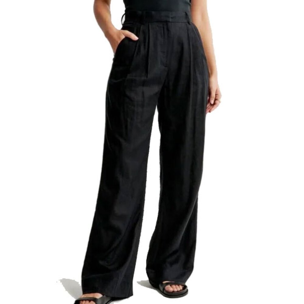 NWOT A&F Linen Sloane Tailored Blend Suit Pants XS Short XSs Black